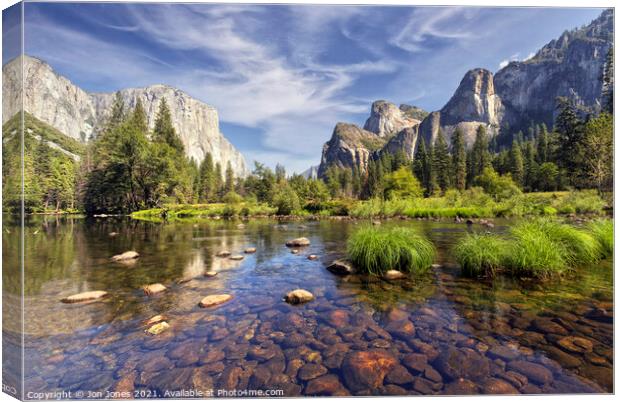 The River Merced in Yosemite, California  Canvas Print by Jon Jones