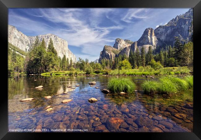 The River Merced in Yosemite, California  Framed Print by Jon Jones