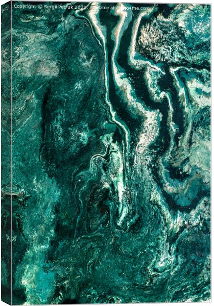 Beautiful texture of dark green marble with wavy streaks. Polished surface. Canvas Print by Sergii Petruk
