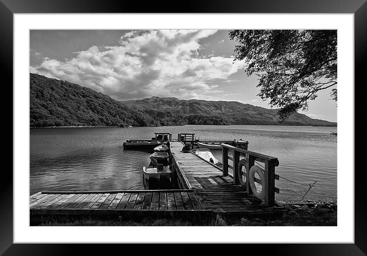 Boats by the jetty, Loch Morar Framed Mounted Print by Jacqi Elmslie