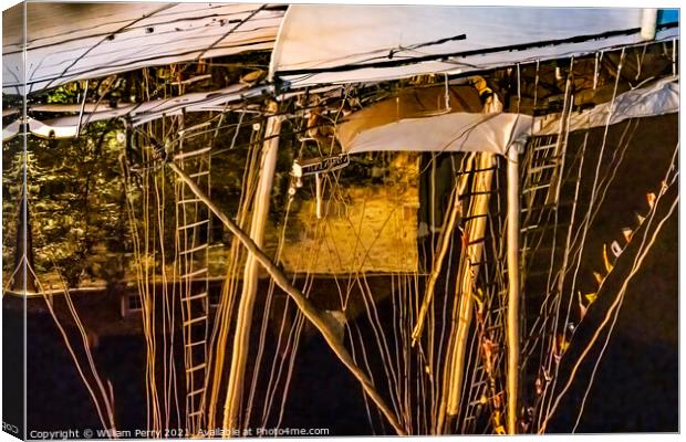 Night Sailboats Waterfront Reflection Abstract Inner Harbor Honf Canvas Print by William Perry
