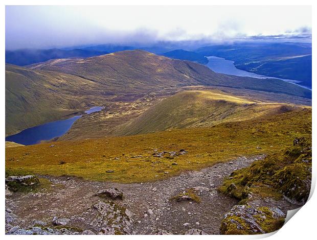 View from summit of Ben Lawers Print by Geoff Storey