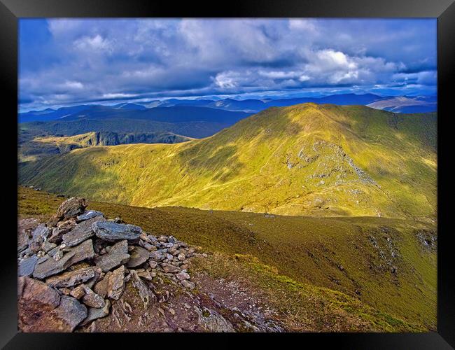On the way down from Ben Lawers Framed Print by Geoff Storey