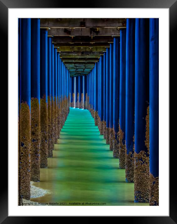 Blue Pier under Uranguan, Queensland, Australia. Framed Mounted Print by Maggie Bajada