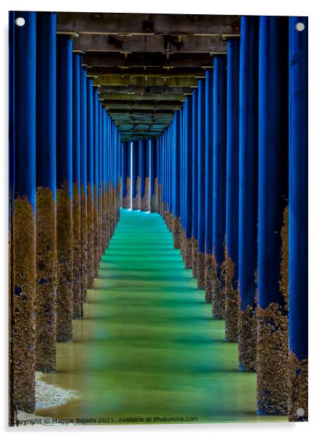 Blue Pier under Uranguan, Queensland, Australia. Acrylic by Maggie Bajada