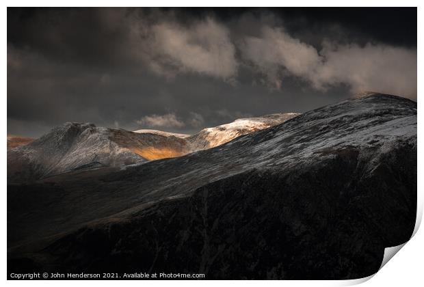 Autumn Snowdonia mountains Print by John Henderson