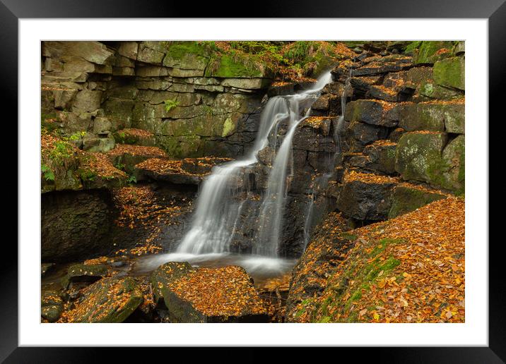 Wharnley Burn Waterfall Framed Mounted Print by Kevin Winter