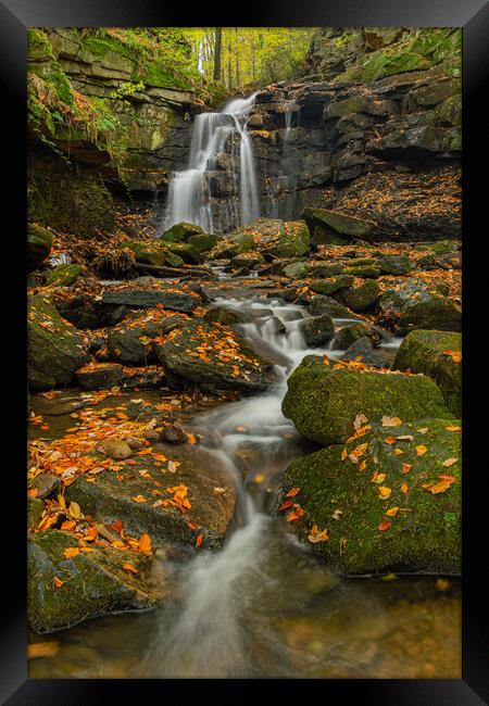 Wharnley Burn Waterfall Framed Print by Kevin Winter