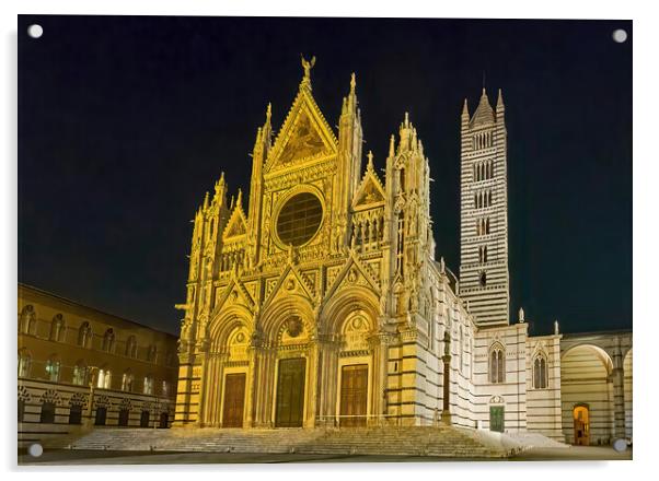 Siena Cathedral at night Acrylic by Joyce Storey