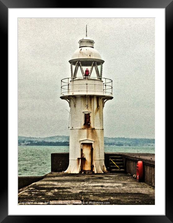 Dramatic Brixham lighthouse Framed Mounted Print by Ann Biddlecombe