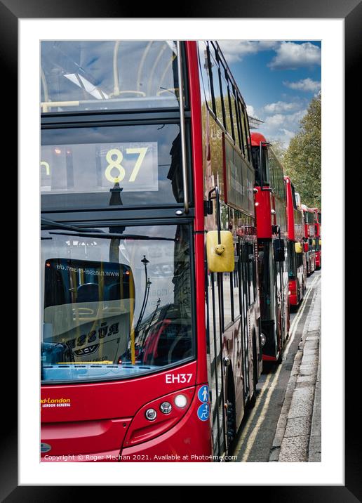 Endless Stream of Iconic Red Buses Framed Mounted Print by Roger Mechan
