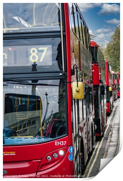 Endless Stream of Iconic Red Buses Print by Roger Mechan