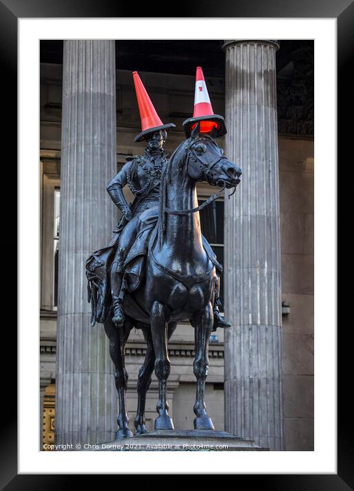 Duke of Wellington Statue in Glasgow, Scotland Framed Mounted Print by Chris Dorney