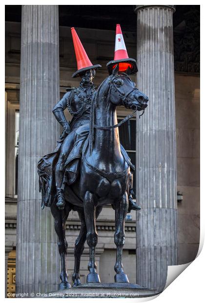Duke of Wellington Statue in Glasgow, Scotland Print by Chris Dorney