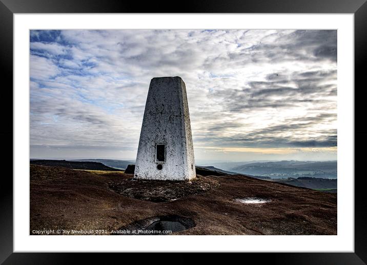 Trig Point  S2156 on Stanage Edge - Derbyshire Framed Mounted Print by Joy Newbould
