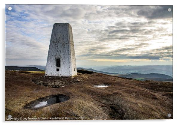 Stanage Edge Trig Point S2156 - Peak District Acrylic by Joy Newbould