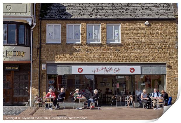 Banbury UK pavement cafe Print by Raymond Evans