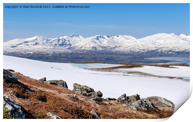 Arctic Tundra and Snow-capped Mountains in Norway Print by Pearl Bucknall