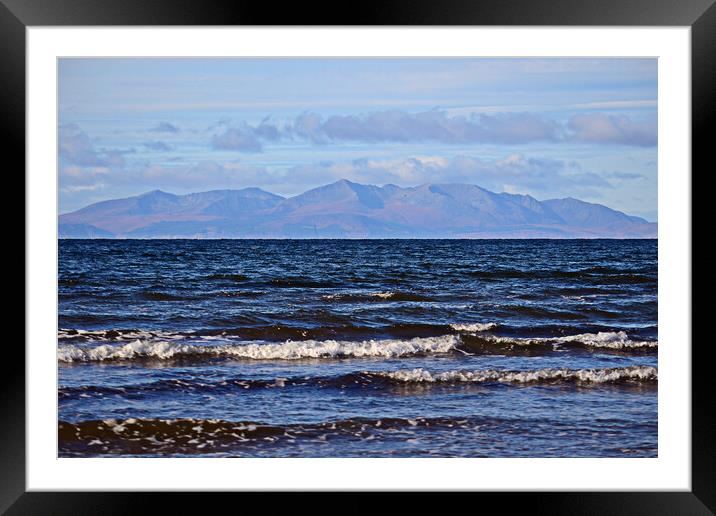 Isle of Arran mountains viewed from Troon Ayrshire Framed Mounted Print by Allan Durward Photography