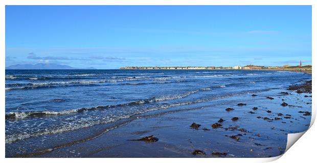 View of Troon south beach and Arran Print by Allan Durward Photography