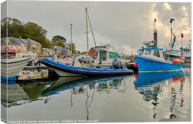 Boats in Padstow Harbour, Cornwall Canvas Print by Gordon Maclaren