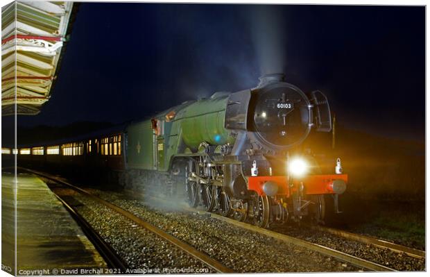 Flying Scotsman at night. Canvas Print by David Birchall