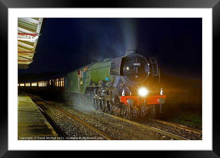 Flying Scotsman at night. Framed Mounted Print by David Birchall