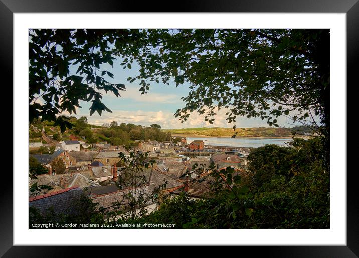 Looking through the trees over Padstow, Cornwall Framed Mounted Print by Gordon Maclaren