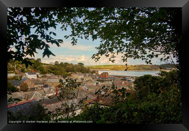 Looking through the trees over Padstow, Cornwall Framed Print by Gordon Maclaren