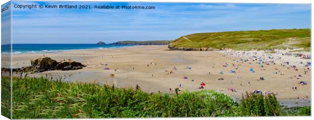 Panoramic perranporth beach Canvas Print by Kevin Britland