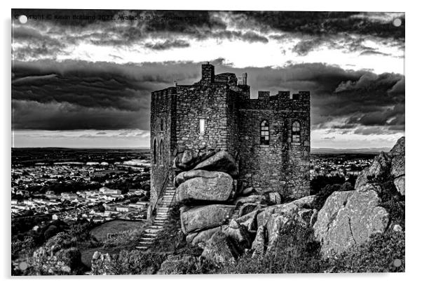 Carn Brea castle cornwall Acrylic by Kevin Britland