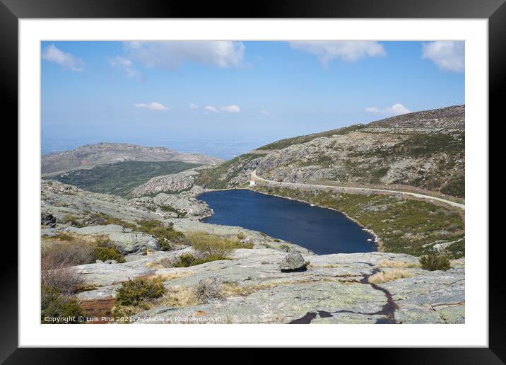 Landscape in lake Lagoa Covao do Curral in Serra da Estrela, Portugal Framed Mounted Print by Luis Pina