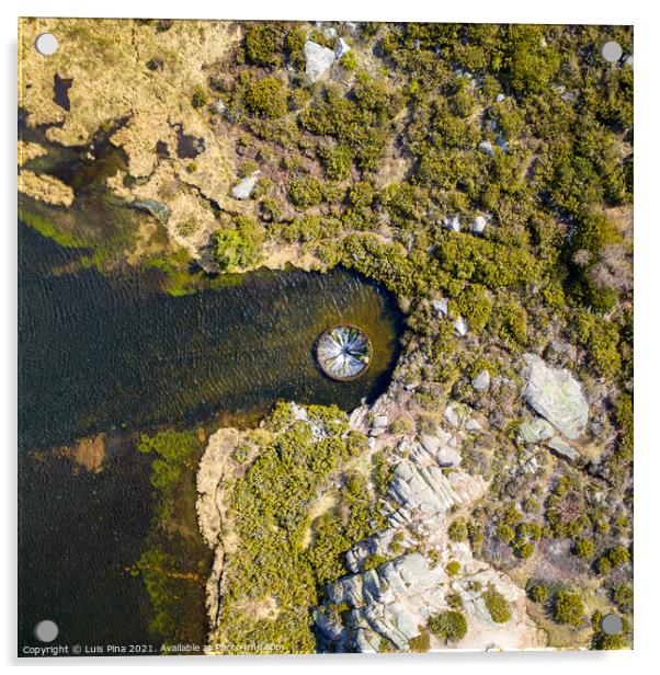 Drone aerial top view of landscape in Covao dos Conchos in Serra da Estrela, Portugal Acrylic by Luis Pina