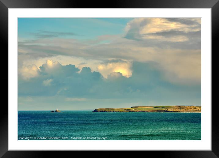 Godrevy Lighthouse, St Ives, Cornwall Framed Mounted Print by Gordon Maclaren
