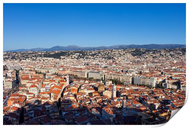 Aerial View Over City of Nice in France Print by Artur Bogacki