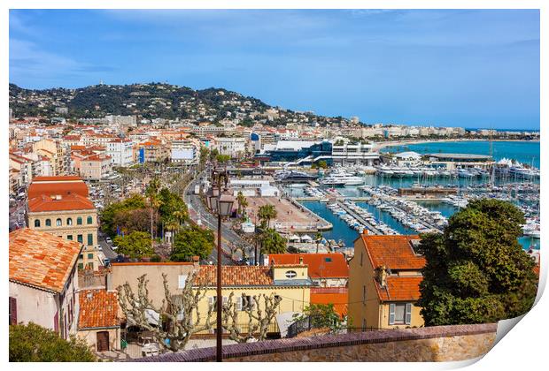 Cannes City Cityscape With Yacht Port Print by Artur Bogacki