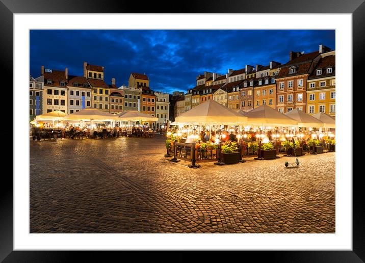  Old Town Square In Warsaw At Night Framed Mounted Print by Artur Bogacki