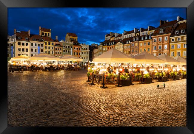  Old Town Square In Warsaw At Night Framed Print by Artur Bogacki