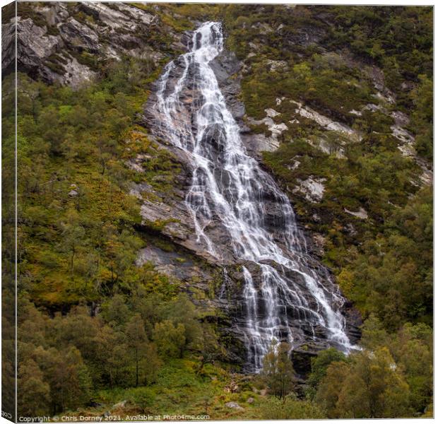 Steall Falls in the Highlands of Scotland, UK Canvas Print by Chris Dorney