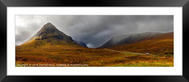 Panoramic View of Buachaille Etive Mor in Glencoe, Scotland Framed Mounted Print by Chris Dorney