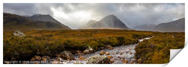 Panoramic View of Buachaille Etive Mor in Glencoe, Scotland Print by Chris Dorney