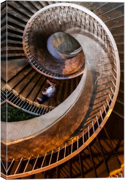 Spiral Stairs Abstract At Night Canvas Print by Artur Bogacki