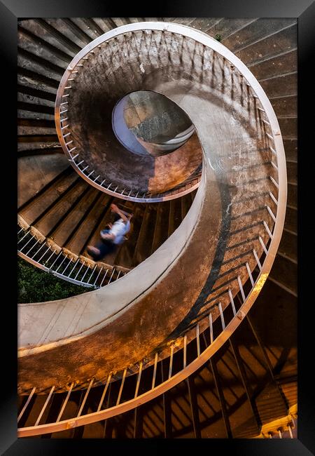Spiral Stairs Abstract At Night Framed Print by Artur Bogacki