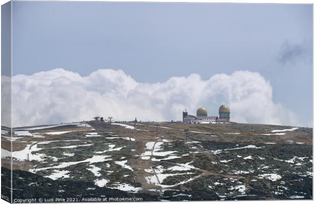 Torre tower highest point of Serra da Estrela in Portugal with snow, in Portugal Canvas Print by Luis Pina