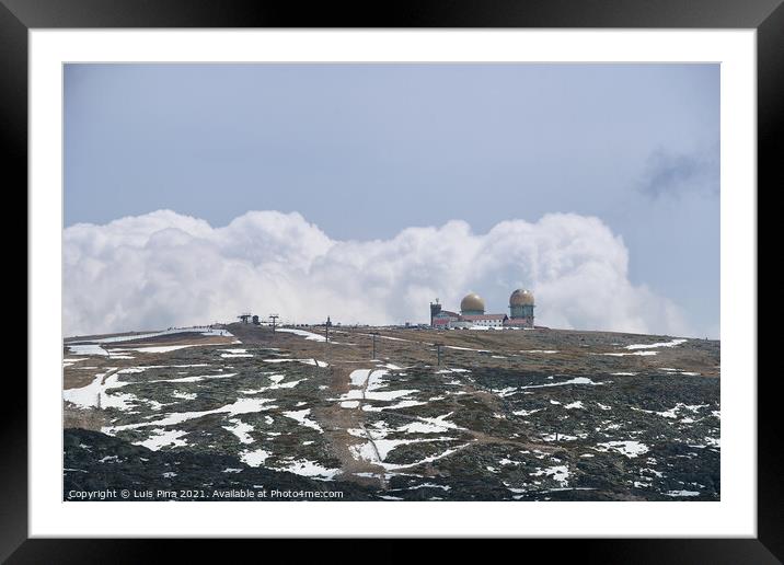 Torre tower highest point of Serra da Estrela in Portugal with snow, in Portugal Framed Mounted Print by Luis Pina
