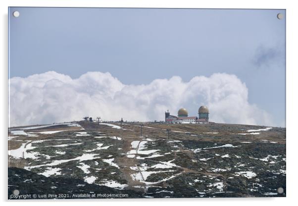 Torre tower highest point of Serra da Estrela in Portugal with snow, in Portugal Acrylic by Luis Pina