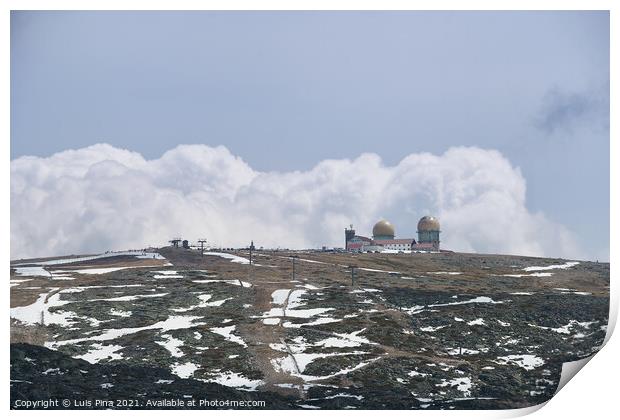 Torre tower highest point of Serra da Estrela in Portugal with snow, in Portugal Print by Luis Pina