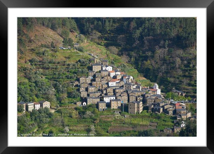 Panoramic view of Piodao schist shale village in Serra da Estrela, Portugal Framed Mounted Print by Luis Pina