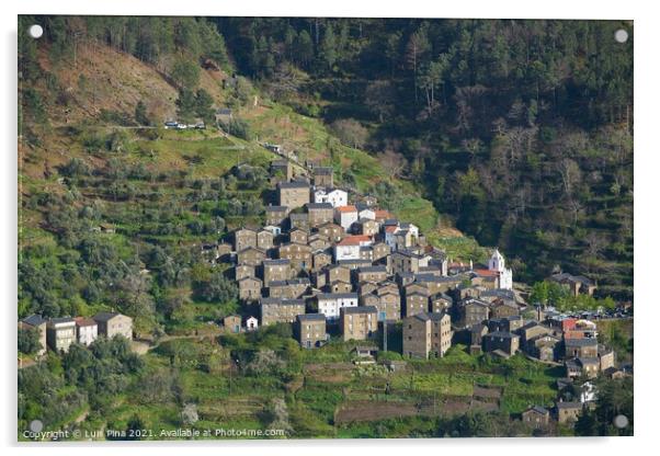 Panoramic view of Piodao schist shale village in Serra da Estrela, Portugal Acrylic by Luis Pina