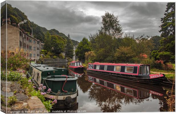 Autumnal Days on the Canal - Hebden Bridge Canvas Print by Richard Perks